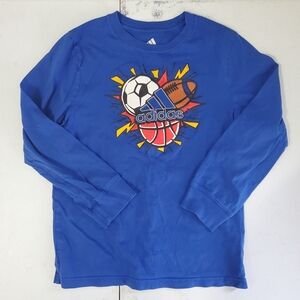 Adidas Kids Blue Sports Ball Long Sleeve Tee